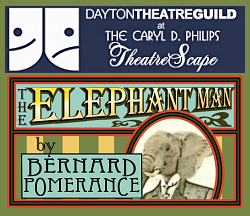 THE ELEPHANT MAN & Dayton Theatre Guild combined logo.