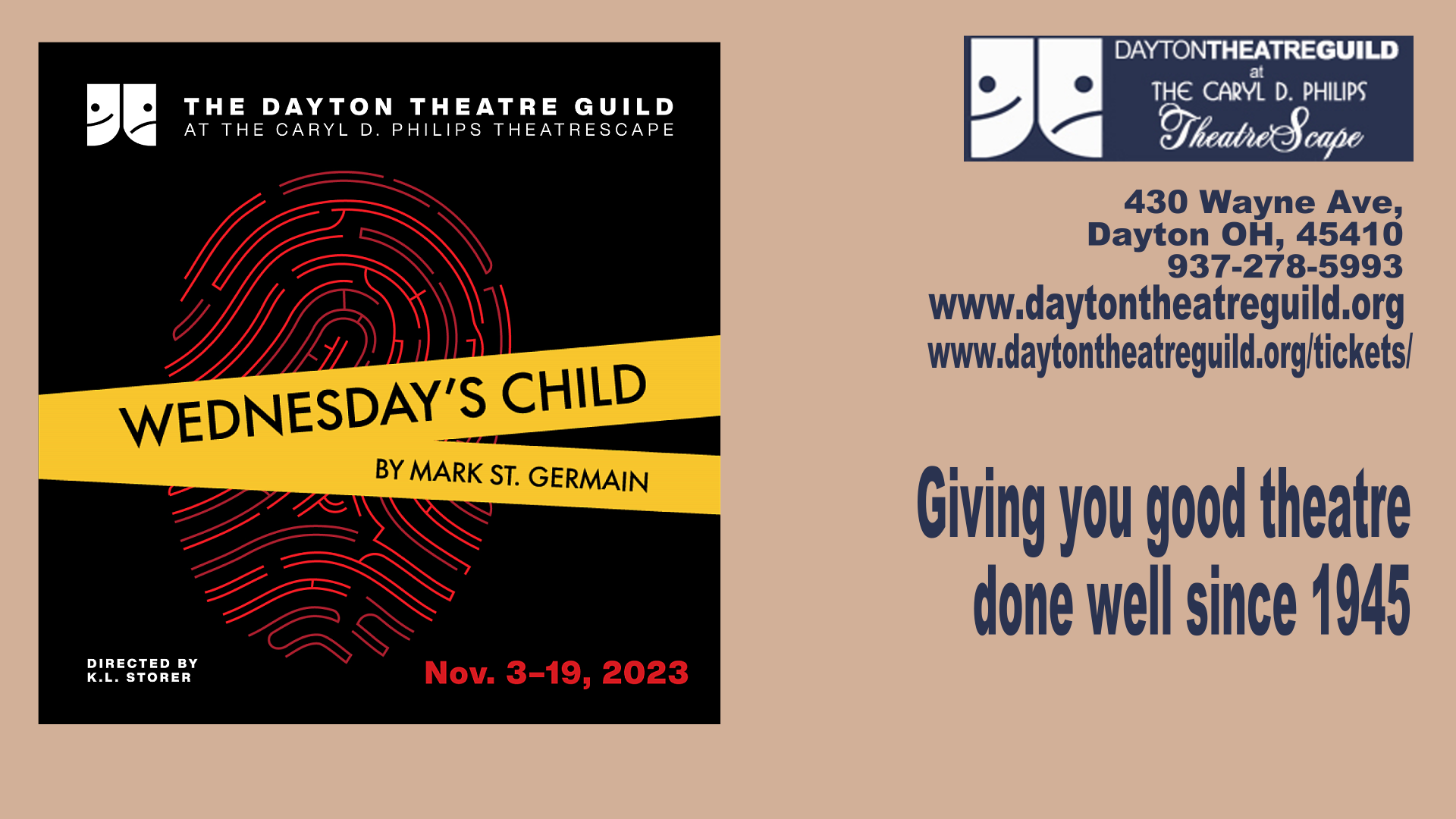 WEDNESDAY'S CHILD, by Mark St. Germain's at The Dayton Theatre Guild.