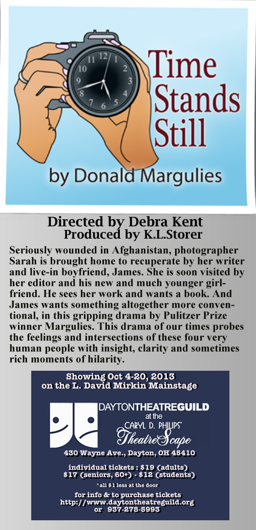 TIME STANDS STILL by Donald Margulies, at The Dayton Theatre Guild.