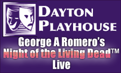George A Romero's Night of the Living Dead Live & Dayton Playhouse combined logo.