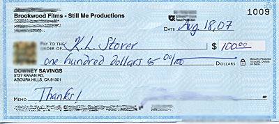 First check for acting on camera ‐‐ $100 for STILL ME