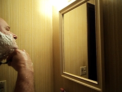 K.L.Storer shaving what's left of his beard for the audition