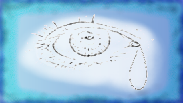 image of an eye with a tear leaking from the corner