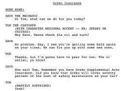 screen shot of copy for faux radio commercial