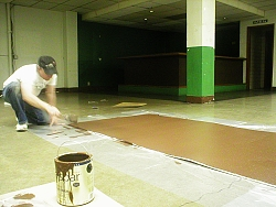 Painting the white sheet brown